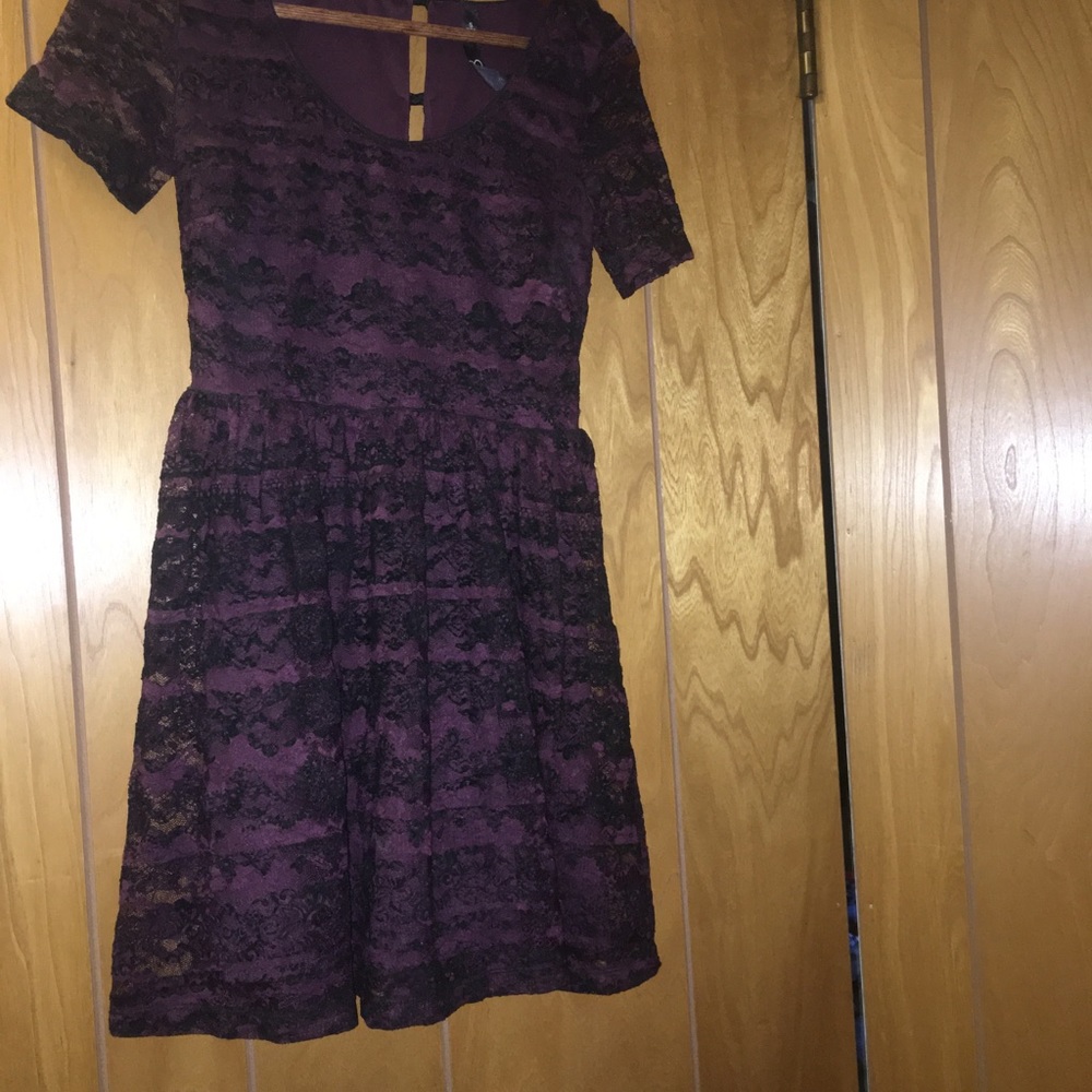 Black and Purple Lace Dress with Bows